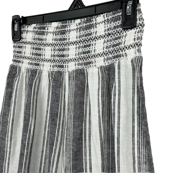 Rewash XS Gray White Striped Wide Legged Pants Pull On Linen Blend Casual Beach - Picture 2 of 8